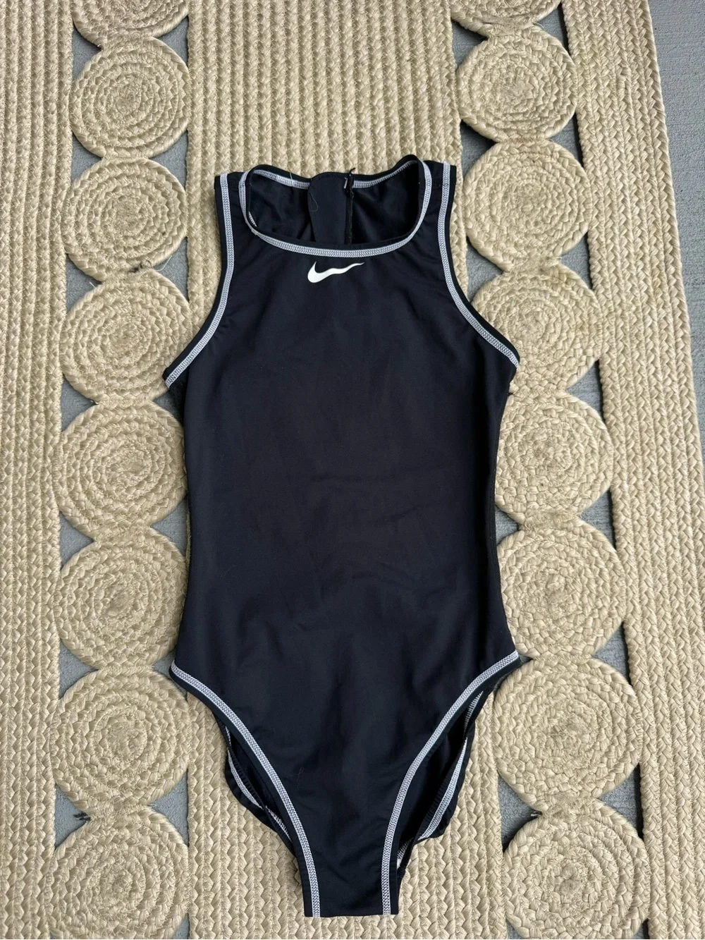Nike Black Contrast Trim Athletic One-Piece Swimsuit Size 32 / S
